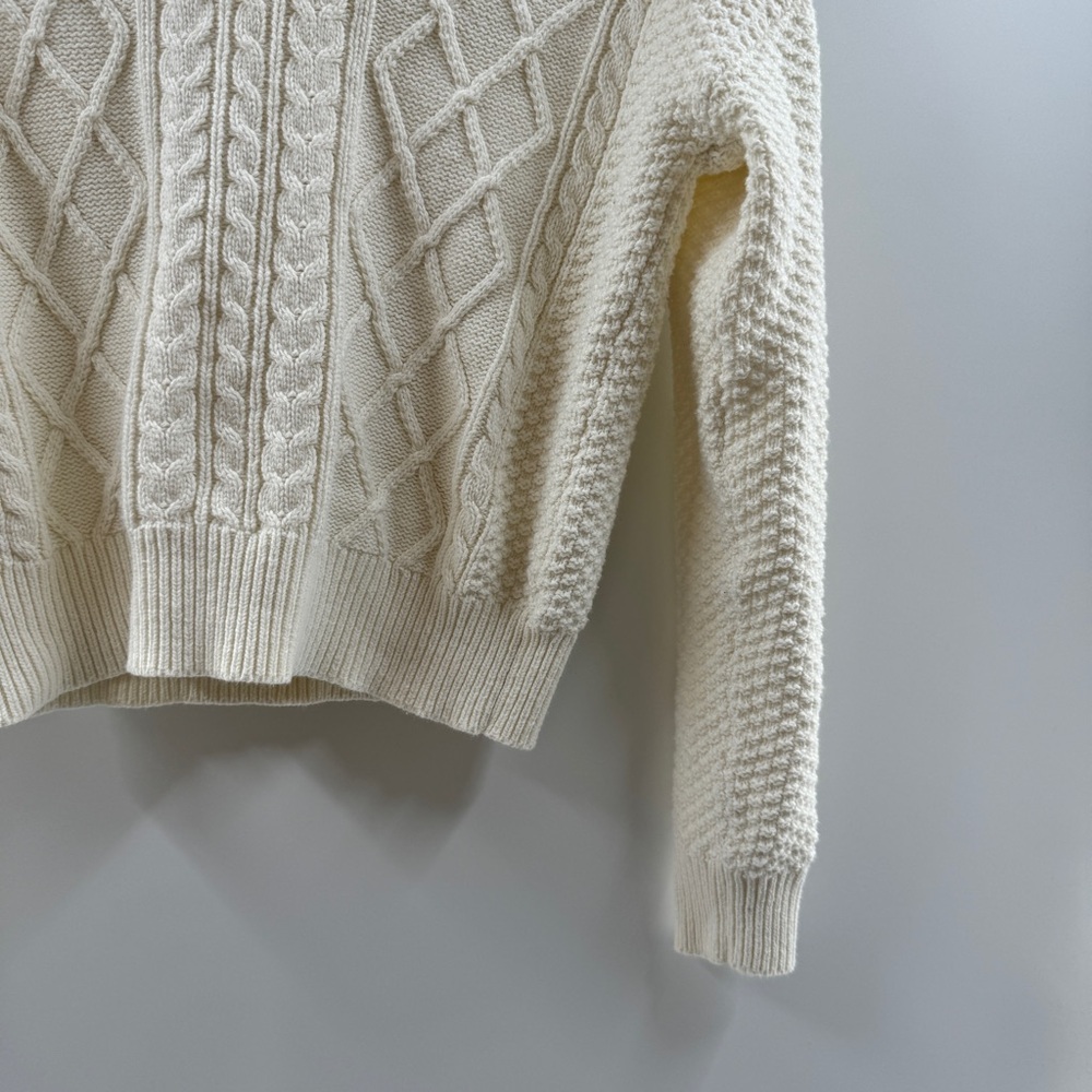 St. John’s Bay Ivory Cable Knit V-Neck Sweater – Women’s S - Picture 3 of 8